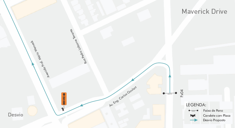 Mapa gráfico do entorno da avenida Engenheiro Carlos Goulart