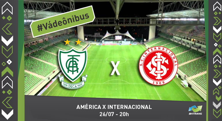 Alterações no transporte coletivo para jogo no Independência, nesta quinta, 26 A imagem mostra o estádio Independênia. Na frente do quadro aparem os brasões dos times América MG e Internacional