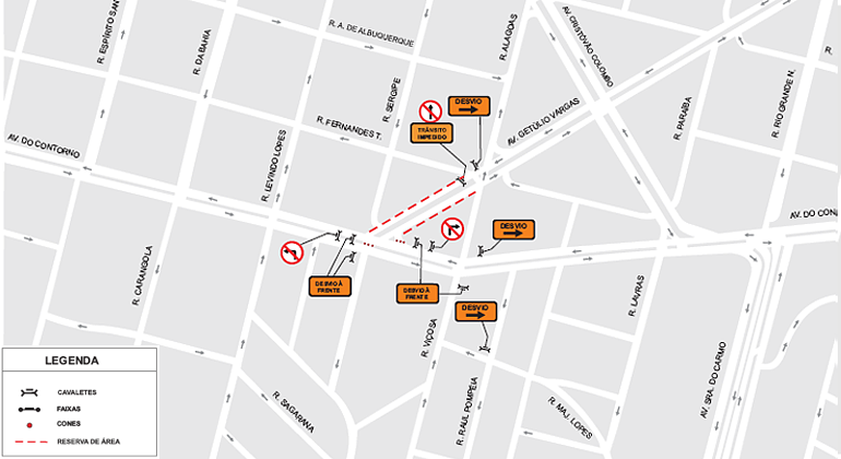 mapa gráfico da Savassi entre a Rua Alagoas e Avenida do Contorno