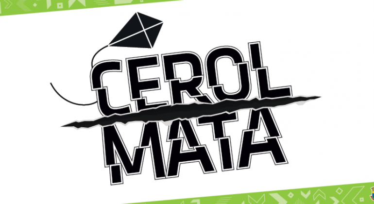 Logo Cerol Mata, com uma pipa acima das palavras. 