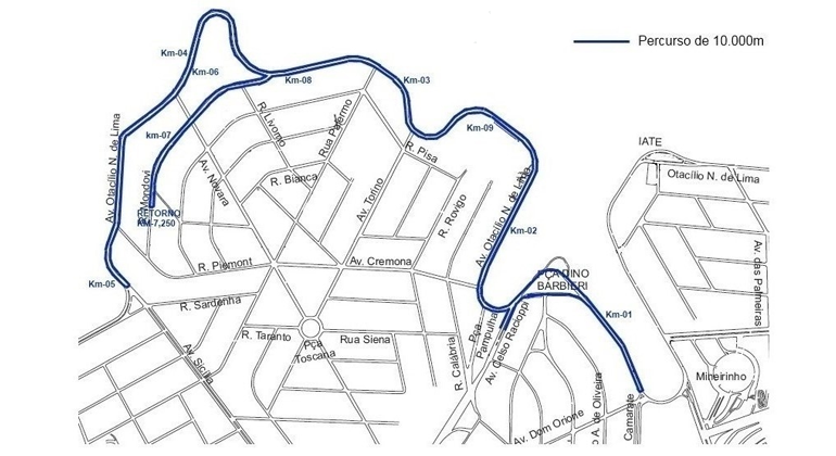 Mapa gráfico do trajeto da corrida