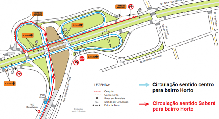 Viaduto da avenida José Cândido da Silveira terá interdições e novos acessos Mapa de interdições na av. josé cândido da silveira