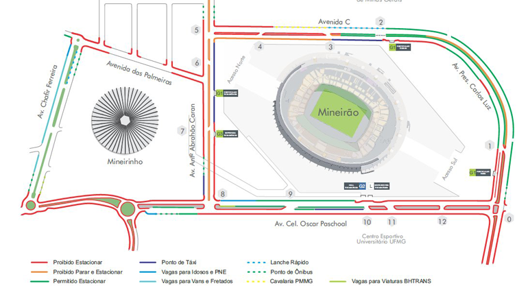 Operação especial de trânsito para o Festival Internacional de Cerveja e Cultura Mapa gráfico da região da pampulha com foco no estádio do mineirão