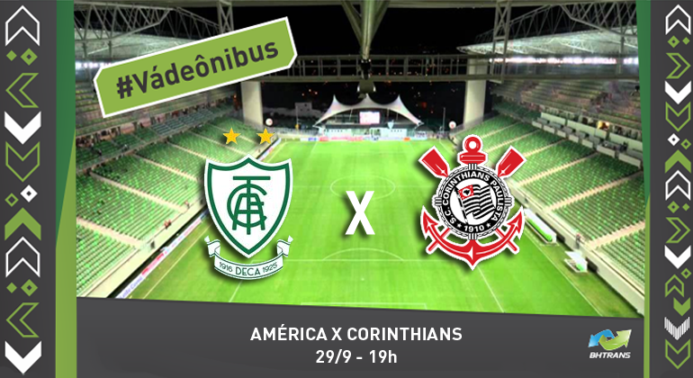 Escudos dos times América e Corinthians e ao fundo o estádio Independência