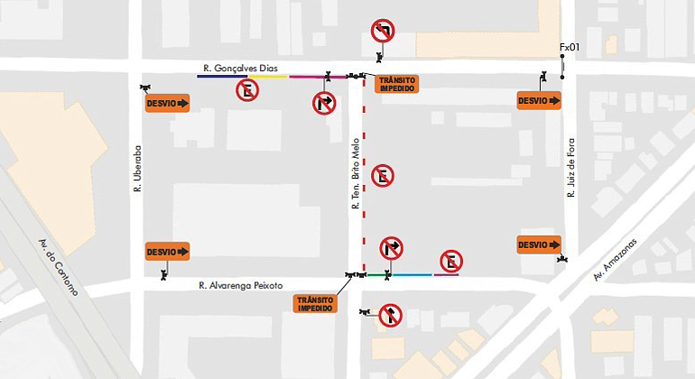 Barro Preto terá interdição no sábado e no domingo para o Festival Fartura Kids Mapa gráfico da Região do Barro Preto