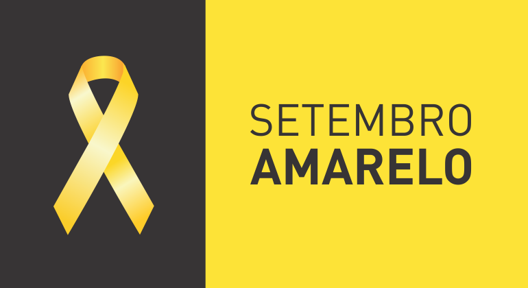 Imagem gráfica amarela e preto com texto "Setembro Amarelo"