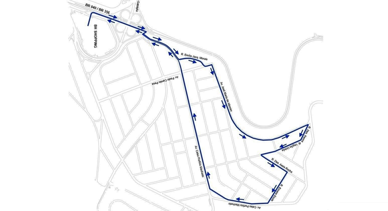 Belvedere terá operação de trânsito e transportes para a Corrida Track & Field Mapa gráfico da região do Belvedere indica o trejeto da corrida.