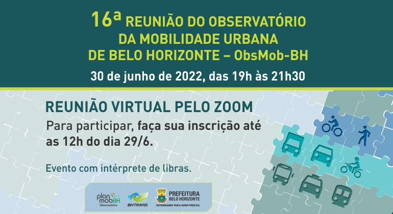 Arte produzida pela Prefeitura de Belo Horizonte para divulgar a reunião virtual do Observatório da Mobilidade Urbana