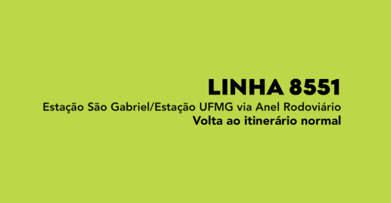 Linha de ônibus 8551 volta a rodar no itinerário normal no próximo sábado (21)
