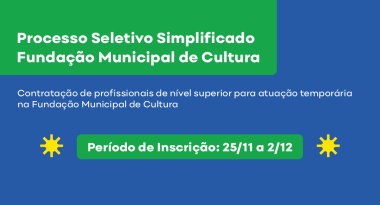 Fundação Municipal de Cultura abre processo seletivo para vagas de nível superior