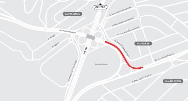 Trânsito será interditado a partir da próxima terça-feira (22) para obras no trevo do Belvedere
