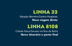 Linhas de ônibus 8108 e 33 vão passar por mudanças para melhorar o atendimento