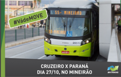 Foto de ônibus do Move com letreiro "55 - Mineirão"