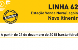 Linha 622 - Estação Venda Nova/Lagoinha. Novo itinerário. A partir de 21 de dezembro de 2018 (sexta-feira)