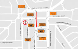 Mapa da operação de trânsito no bairro São Bento no dia 29/6 em função do evento BH Cult.
