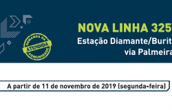 Nova linha 3250: Estação Diamante/Buritis via Palmeiras. A partir de 11 de novembro de 2019 (segunda-feira)
