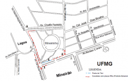 Mapa da operação de trânsito na região do Mineirinho na quinta-feira, dia 18/4, para Missa da Unidade.