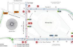 Mapa da operação de trânsito para o evento VillaMix, que acontece no Mineirão, no dia 30/3.
