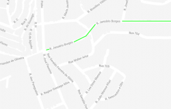 Mapa do Bairro Jardim Vitória e da rua Januário Borges, cuja área em destaque será interditada para recapeamento entre os dias 29/8 e 15/9, alterando o itinerário dos ônibus da região. 