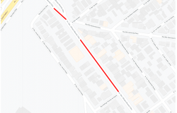 Mapa de trecho interditado da avenida General Olímpio Mourão Filho, entre a rua Gilca Cioto Silva e rua Geólogo Thomaz de Aquino, no bairro Itapoã.