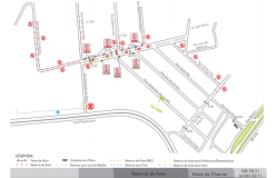 Mapa da operação de trânsito do bairro Olhos D’Água, nos dias 2 e 3/11. 