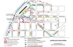 Mapa da operação de trânsito na Rodoviária, a partir do dia 11/10.
