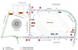 Mapa da operação de trânsito para o evento Tardezinha, dia 1º/12, domingo, no Mineirão