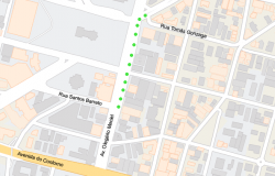 Mapa de trecho da avenida Olegário Maciel a ser interditado em função de içamento no dia 25/8. 