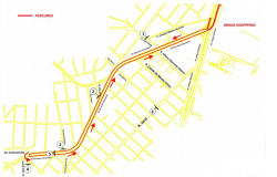 Mapa do percurso da corrida Corrida Track & Field Run Series Minas Shopping, realizada na região do bairro União no domingo, dia 29/9.