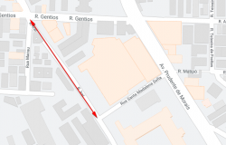Mapa da interdição de trânsito na a rua Iraí, entre a rua Gentios e a rua Santa Madalena Sofia, no bairro Luxemburgo, no dia 7/7, das 7h às 17h.