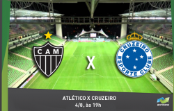 Atlético x Cruzeiro dia 4/8 às 19h.