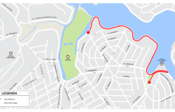 Mapa da 1ª Corrida e Caminhada da Lagoinha, no sábado, dia 9/11, na Orla da Pampulha.