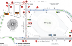 Mapa da operação de trânsito no entorno do Mineirão para jogo Cruzeiro x Emelec, no dia 8/5.