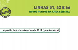 Linhas 51, 62 e 66: novos pontos da área central. A partir de 4 de setembro de 2019 (quarta-feira).