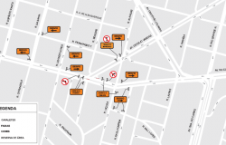 Mapa da operação de trânsito e transportes devido ao evento St. Patrick’s Day, na Savassi. 