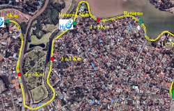 Mapa do trajeto da 6ª Corrida da PMMG, realizada na Pampulha no dia 11/8.