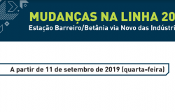 Mudanças na Linha 209 - Estação Barreiro/ Betânia via Novos das Indústrias. A partir de 11 de setembro de 2019 (quarta-feira).