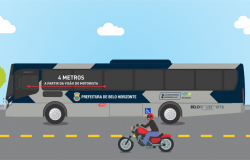 Ônibus e motocicleta