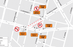 Mapa parcial de Belo Horizonte mostrando a operação de trânsito entre rua Alagoas e avenida do Contorno