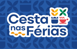 Imagem com ícones coloridos e os dizeres Cesta nas Férias