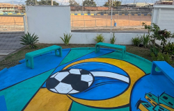 Cras Apolônia entra no clima da Copa com atividade de pintura realizada por jovens da comunidade