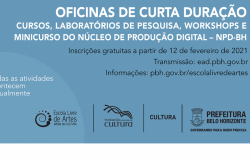 Banner sobre atividades virtuais da Escola Livre de Artes