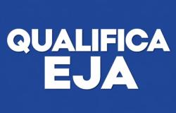 O termo 'Qualifica EJA' escrito de branco em fundo azul