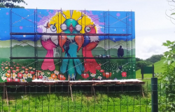 Mural de arte urbana de 90 m² em empena