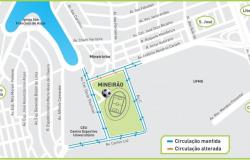 Mapa do enterno do Mineirão mostra em quais ruas vão ocorrer as intervenções no tráfego