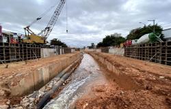 Obras sendo feitas no Córrego Ressaca, na Pampulha