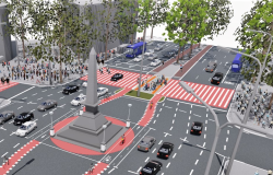 Imagem feita em computador mostra Praça Sete com pinturas de sinalização na Avenida Afonso Pena