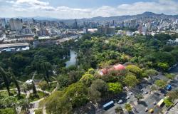 O Parque Municipal de Belo Horizonte visto do alto.