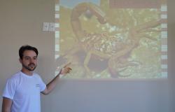 Técnico Superior em Saúde, Luiz Felipe Borges explica sobre escorpiões. 