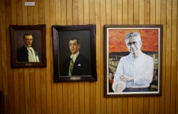 Retratos dos três prefeitos médicos de BH: Cícero Ferreira, Juscelino Kubitschek e Célio de Castro.